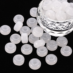 Glass Beads, Imitation Jade, Flat Round, WhiteSmoke, 10x5~6mm, Hole: 3mm, about 600pcs/Pound(GLAA-S195-B-001)