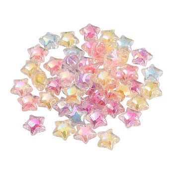 Plating Acrylic Beads, Beads in Beads, AB Color, Star, Rainbow Plated, Mixed Color, 19x12mm, Hole: 2.5mm