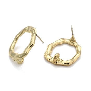 Alloy Stud Earring Findings, for DIY Earring Making, with Steel Pins and Loop, Light Gold, 19.5x17mm, Hole: 2mm, pin: 0.7mm

