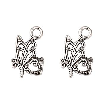Tibetan Style Alloy Pendants, Cadmium Free & Lead Free, Butterfly, Antique Silver Color, 17x10x2mm, Hole: 2.5mm
