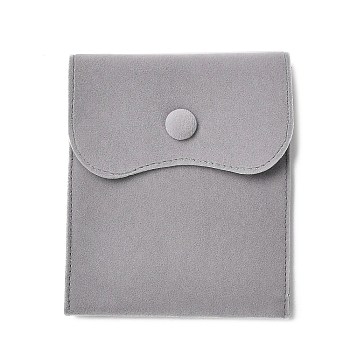 Velvet Jewelry Storage Pouches, Rectangle Jewelry Bags with Snap Fastener, for Earrings, Rings Storage, Light Grey, 11.7~11.75x9.8~9.85cm