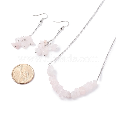 Ensemble de bijoux en perles de quartz rose naturel(SJEW-JS01231-06)-8