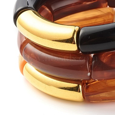 Ensemble de bracelets extensibles de perles de tube incurvées en plastique acrylique et ccb pour les femmes(X-BJEW-JB07318)-6
