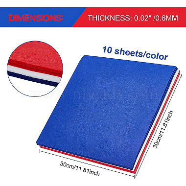 30 Sheets 3 Colors Independence Day Theme Squares Felt Fabric(DIY-BC0004-38)-2