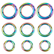 12Pcs 3 Style Rainbow Color Alloy Spring Gate Rings, for Handbag Ornaments Decoration, Ring, 19.6~28x3.8~4mm, Hole: 12~19mm, 4pcs/style(FIND-GF0002-94)