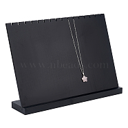 Wooden Necklace Display Stands, Necklace Organizer Holder with Base, Rectangle, Black, Finish Product: 8x37x27cm(NDIS-WH0015-02)