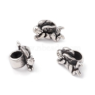 304 Stainless Steel European Beads, Large Hole Beads, Manual Polishing, Angel Cupid, Antique Silver, 14.5x11x9.5mm, Hole: 5mm(STAS-M298-13AS)