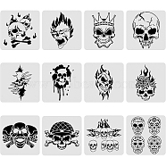Large Plastic Reusable Drawing Painting Stencils Templates Sets, for Painting on Scrapbook Fabric Canvas Tiles Floor Furniture Wood, Halloween Themed Pattern, 30x30cm, 12pcs/set(DIY-WH0172-110)