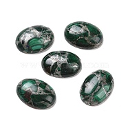 Natural Malachite Cabochons, with Silver Line, Oval, 25x18~19x6~8mm(G-E464-42Q)