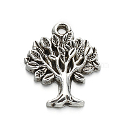 Tree of Life Tibetan Style Alloy Pendants, Cadmium Free & Lead Free, Antique Silver, 22x17x2.5mm, Hole: 2mm(TIBEP-ZN-10909-AS-RS)
