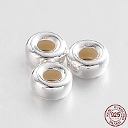 Rondelle 925 Sterling Silver Spacer Beads, Silver, 4x2mm, Hole: 2mm, about 222pcs/20g(STER-N013-01C)