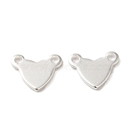 Valentine's Day Brass Charms, Heart, 925 Sterling Silver Plated, 7x9.8x1mm, Hole: 1.2mm(KK-P259-21S)