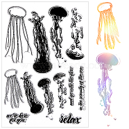 Clear Silicone Stamps, for DIY Scrapbooking, Photo Album Decorative, Cards Making, Jellyfish, 110x160x3mm(DIY-WH0504-56B)
