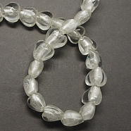 Handmade Silver Foil Glass Beads, Heart, Clear, 12x12x8mm, Hole: 2mm(FOIL-R050-12x8mm-17)