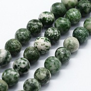 Natural Green Spot Jasper Beads Strands, Round, 6mm, Hole: 0.8mm, about 63pcs/strand,  14.76 inch(37.5cm)(G-I199-30-6mm)