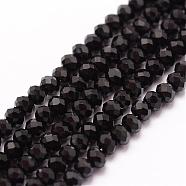 Glass Bead Strands, Rondelle, Faceted, Black, 2~3x2mm, Hole: 1mm, about 165~169pcs/strand, 16 inch(GLAA-K013-08)