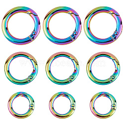12Pcs 3 Style Rainbow Color Alloy Spring Gate Rings, for Handbag Ornaments Decoration, Ring, 19.6~28x3.8~4mm, Hole: 12~19mm, 4pcs/style(FIND-GF0002-94)