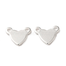 Valentine's Day Brass Charms, Heart, 925 Sterling Silver Plated, 7x9.8x1mm, Hole: 1.2mm(KK-P259-21S)