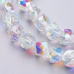 Glass Imitation Austrian Crystal Beads, Faceted Round, Clear AB, 7x7.5x7.5mm, Hole: 1.2mm(GLAA-O019-03A)