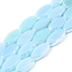 Electroplate Glass Beads Strands, AB Color Plated, Faceted, Rice, Medium Turquoise, 10x6x3.5mm, Hole: 1.4mm, about 50pcs/strand, 19.69~20.94 inch(50~53.2cm)(EGLA-Q125-009E)