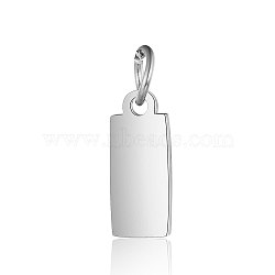 201 Stainless Steel Pendants, Manual Polishing, Rectangle, Stamping Blank Tag, Stainless Steel Color, 10x4x1mm, Hole: 2.5mm(STAS-S105-T634-1)
