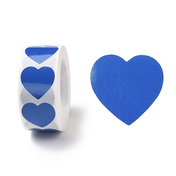 Heart Paper Stickers, Adhesive Labels Roll Stickers, Gift Tag, for Envelopes, Party, Presents Decoration, Blue, 25x24x0.1mm, 500pcs/roll