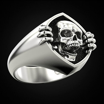 Alloy Skull Finger Rings, Gothic Chunky Ring for Men, Platinum, US Size 10(19.8mm)