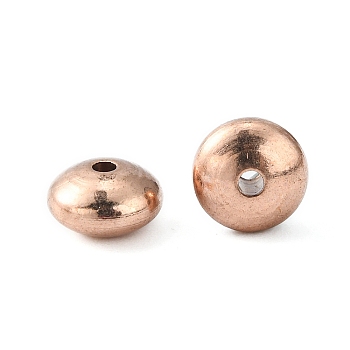 Flat Round Brass Spacer Beads, Rose Gold, 7x4.5mm, Hole: 1.5mm