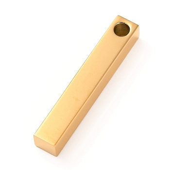 304 Stainless Steel Pendant, Bar/Rectangle, Golden, 30x5x5mm, Hole: 3mm