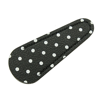 Polka Dots Pattern PU Leather Scissor Tip Protective Covers, Scissor Sheat, Triangle, Black, 6.5x2.5x0.3cm
