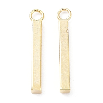 304 Stainless Steel Pendants, Bar Charm, Real 24K Gold Plated, 17.5x2x2mm, Hole: 1.6mm