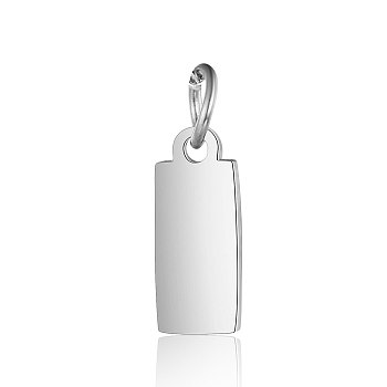 201 Stainless Steel Pendants, Manual Polishing, Rectangle, Stamping Blank Tag, Stainless Steel Color, 10x4x1mm, Hole: 2.5mm