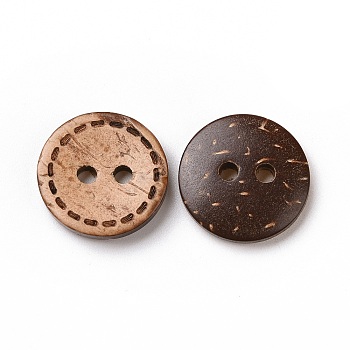 Round Buttons with 2-Hole, Coconut Button, BurlyWood, about 15mm in diameter