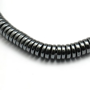 Grade AA Non-magnetic Synthetic Hematite Flat Round Beads Strands, 4.5x2.5mm, Hole: 1mm, about 160pcs/strand, 16 inch