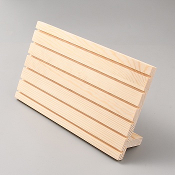 Pine Wood Place Card Display Stands, for Postcards, Earring Display Cards Holder, Rectangle, White, Finished Product: 250x57x150mm