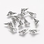 Tibetan Style Alloy Beads, Bird, Cadmium Free & Nickel Free & Lead Free, Antique Silver, 7x14x4.5mm, Hole: 1mm(X-TIBEP-GC186-AS-NR)