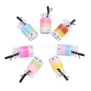 Plastic Pendants, Imitaion Bubble Milk Tea Charms, with Stainless Steel Loops, DIY Earring Making, Mixed Color, 25x12x10mm, Hole: 1.8mm, 35pcs/bag(KY-CJ0001-09)