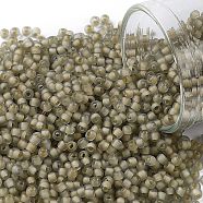TOHO Round Seed Beads, Japanese Seed Beads, (369FM) Beige Lined Crystal Matte, 11/0, 2.2mm, Hole: 0.8mm, about 3000pcs/10g(X-SEED-TR11-0369FM)