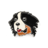 Dog Enamel Pin with Brass Butterfly Clutches, Alloy Badge for Backpack Clothing, Bernese Mountain Dog Pattern, 21x25x10mm, Pin: 1.1mm(JEWB-A006-05D)