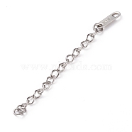 304 Stainless Steel Chain Extender, with Chain Tabs & Word K14, Stainless Steel Color, 60~62x3mm(FIND-JF00086-02)