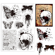 Custom PVC Plastic Clear Stamps, for DIY Scrapbooking, Photo Album Decorative, Cards Making, Skull, 160x110x3mm(DIY-WH0448-0542)