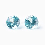 Cubic Zirconia Pointed Back Cabochons, Diamond, Faceted, Cyan, 5x3mm(ZIRC-WH0001-B04)