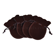 Velvet Bags, Calabash Shape Drawstring Jewelry Pouches, Coconut Brown, 9x7cm(TP-S003-5)