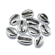 Natural Sea Shell Beads, No Hole/Undrilled, Silver, 19~25x13~18x7.5mm(SSHEL-Q298-23)