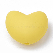 Food Grade Eco-Friendly Silicone Focal Beads, Chewing Beads For Teethers, DIY Nursing Necklaces Making, Heart, Yellow, 16x19x10mm, Hole: 2.5mm(SIL-T046-18)
