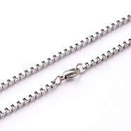 304 Stainless Steel Box Chains Necklaces, with Lobster Claw Clasps, Stainless Steel Color, 20.1 inch(51.1cm)(STAS-O056-A-75)