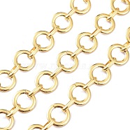 Brass Rolo Chains, with Spool, Unwelded, Real 18K Gold Plated, 12x7x2.5mm and 15x1.5mm(CHC-D028-23G)
