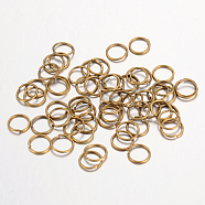 Iron Open Jump Rings, Nickel Free, Antique Bronze, 8x0.7mm, 21 Gauge, Inner Diameter: 6.6mm, about 12500pcs/1000g(IFIN-A018-8mm-AB-NF)