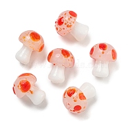 Handmade Lampwork Beads, Mushroom, Orange Red, 13x10mm, Hole: 1.6mm(LAMP-F034-01A)