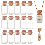 BENECREAT Glass Jar Glass Bottles Bead Containers, with Cork Stopper and Jute Twine, Wishing Bottle, Clear, 40x22mm, Hole: 12.5mm, Capacity: 15ml(0.5 fl. oz), 40pcs/box(AJEW-BC0001-46)